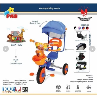 Sepeda anak Roda Tiga PMB Safari 720 CP Nickel Canopy