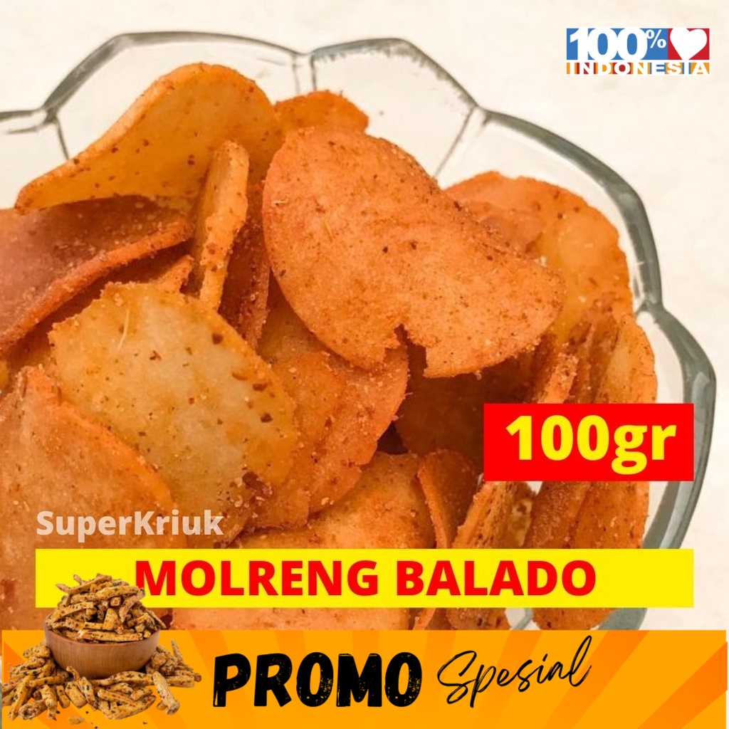 

Keripik Molreng Molring Pedas Balado 100gr