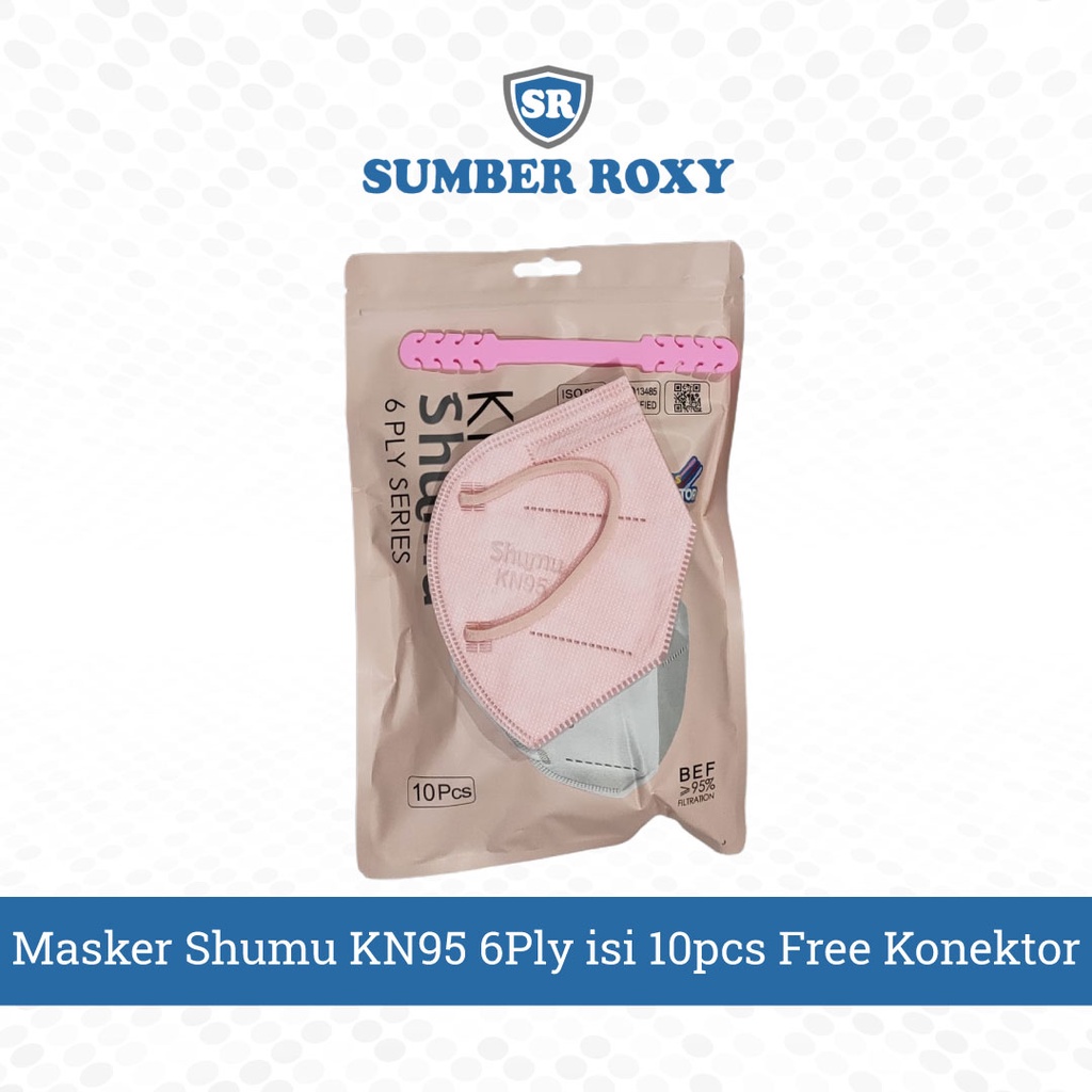 Masker KN95 SHUMU 6ply isi 10 FREE Konektor Protective Mask Kemenkes Warna Premium