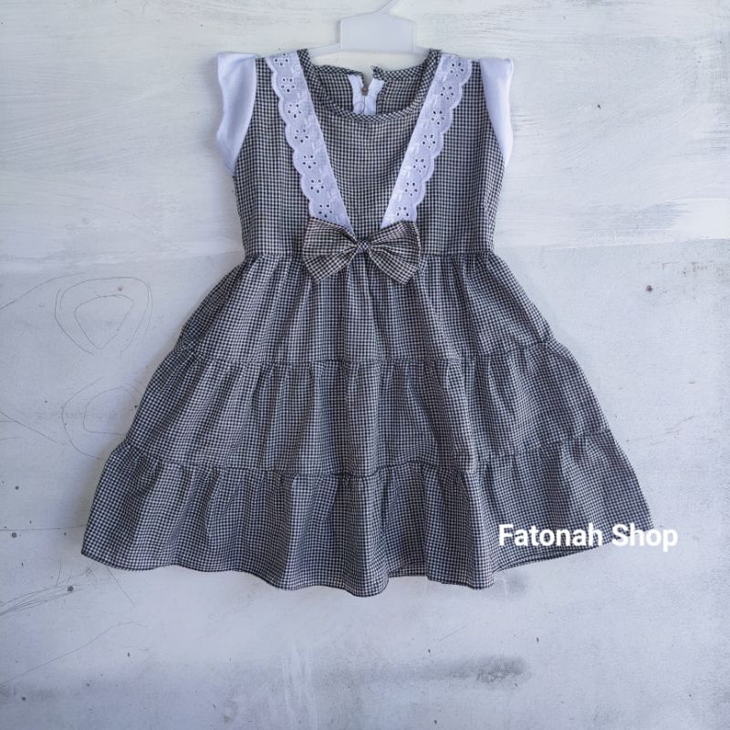 Dress anak 2 3 tahun gaun anak cewek kotak Baju anak cewek perempuan ( dress vikotak ) Fatonah Shop