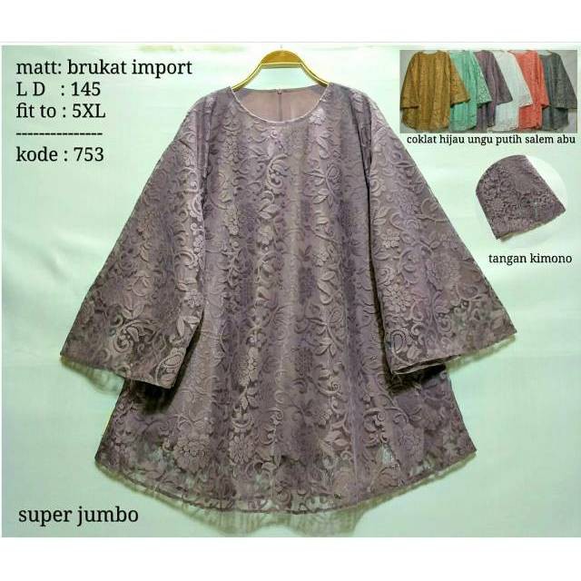 Bos Big Size Import Murah Jumbo Korea XXL XXXL BLOUSE BRUKAT BROKAT SUPER BIG SIZE LD 145 CM FIT UP