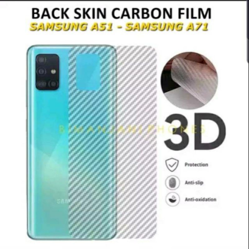 Samsung A32 4G A52 A72 A51 A71 S20 FE Anti Gores Belakang Skin karbon Screen Guard Carbon S20FE