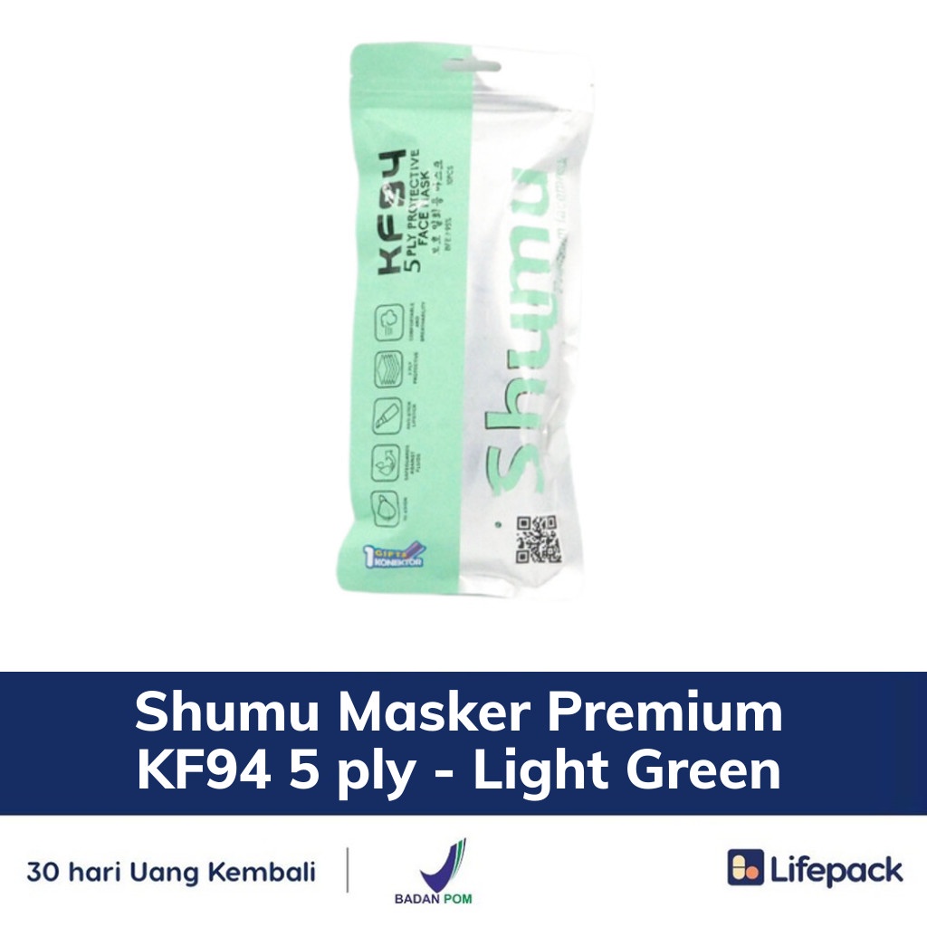 Shumu Masker Premium KF94 5 ply - Masker Pelindung Debu, Bakteri, dan Virus - LIFEPACK-Light Green