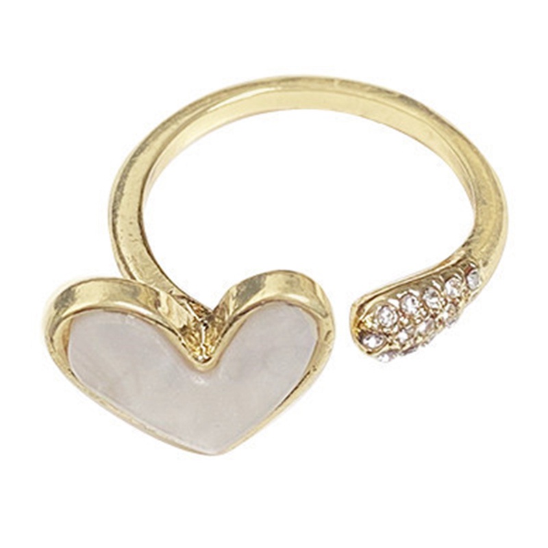 Fancyqube Cincin Model Terbuka Desain Hati Warna Emas Gaya Minimalis Untuk Wanita