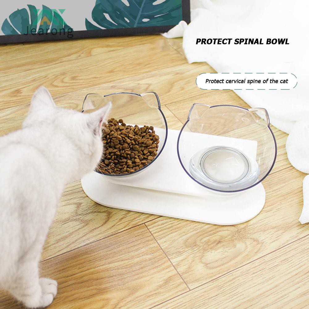 Jea High Quality Removable Oblique Cat Ears Pet Bowl Transparent