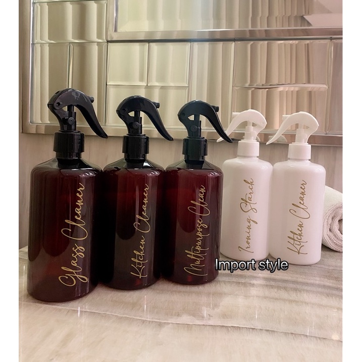 botol N28 GOLD CHIC SPRAY coklat putih glossy 500ml. aesthetic bottle tempat isi ulang serbaguna laundry room estetik