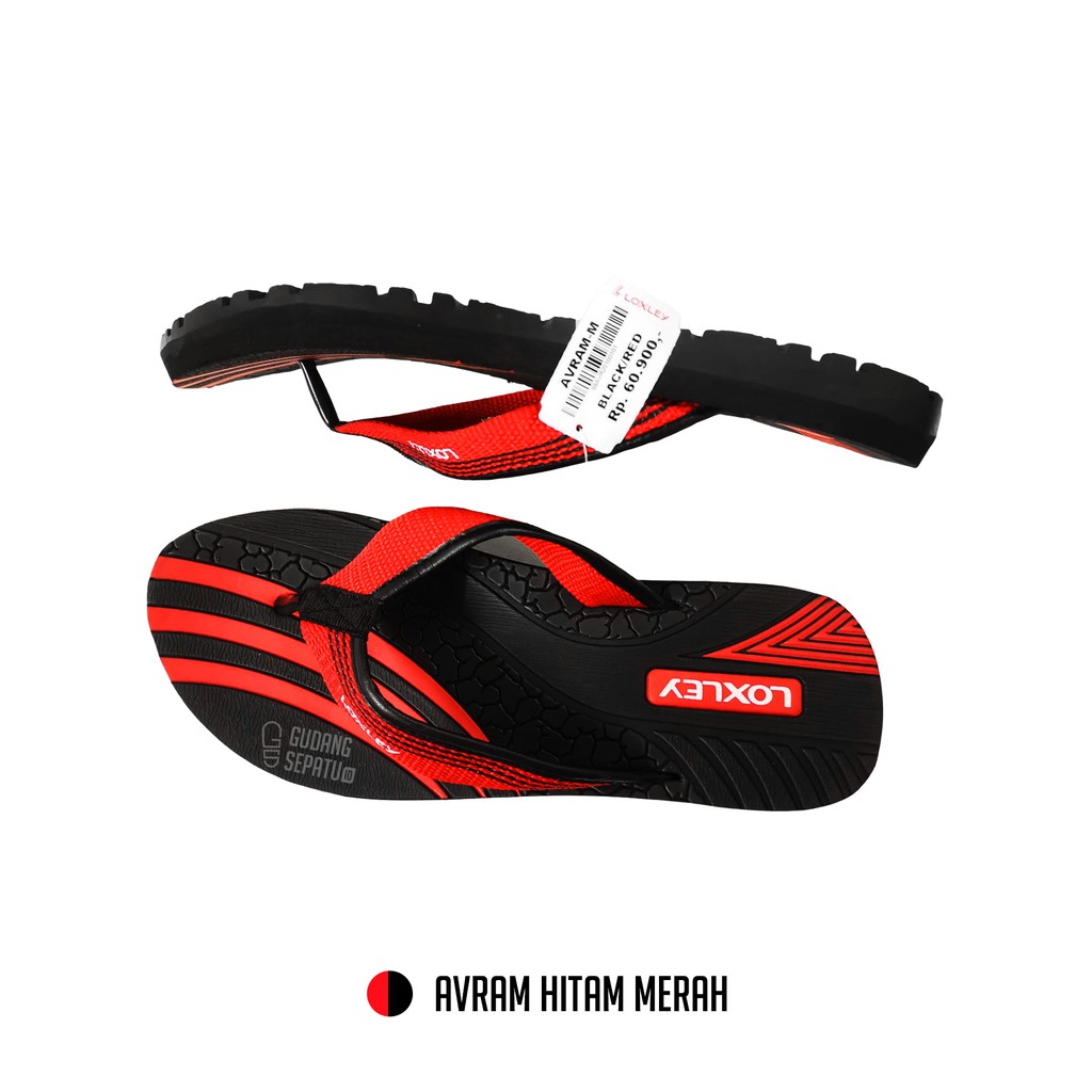 Sandal Japit Pria Kasual LOXLEY AVRAM 38-43 Hitam Merah 100% original