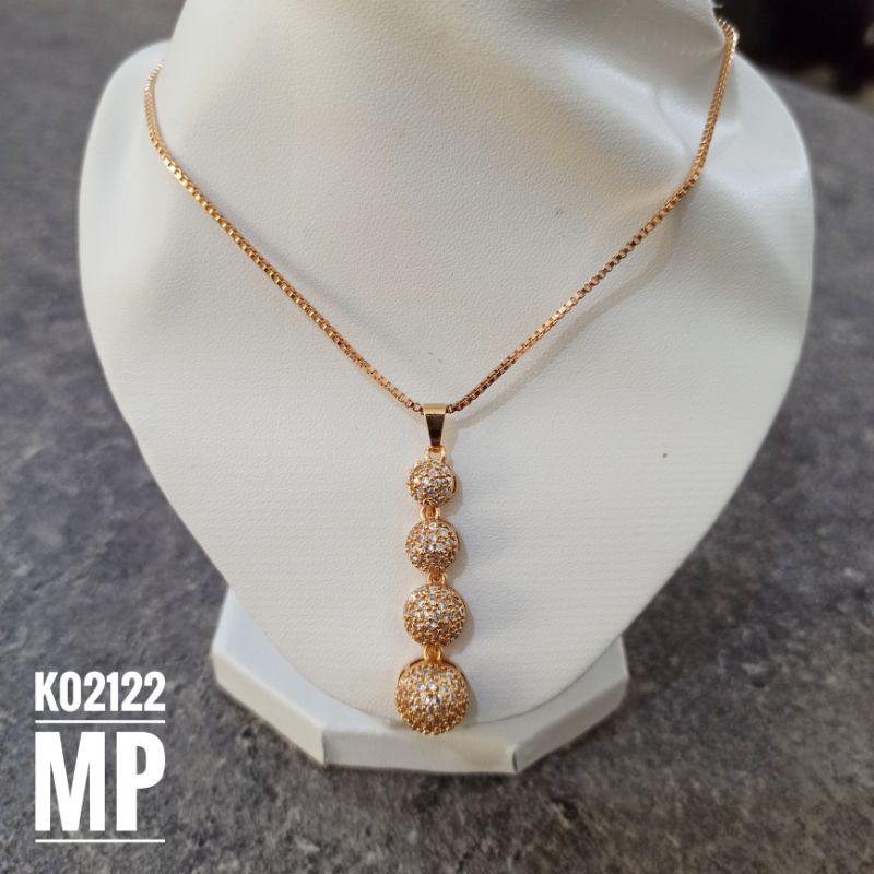 Kalung Fashion Rhodium Zircon Tingkat K02122