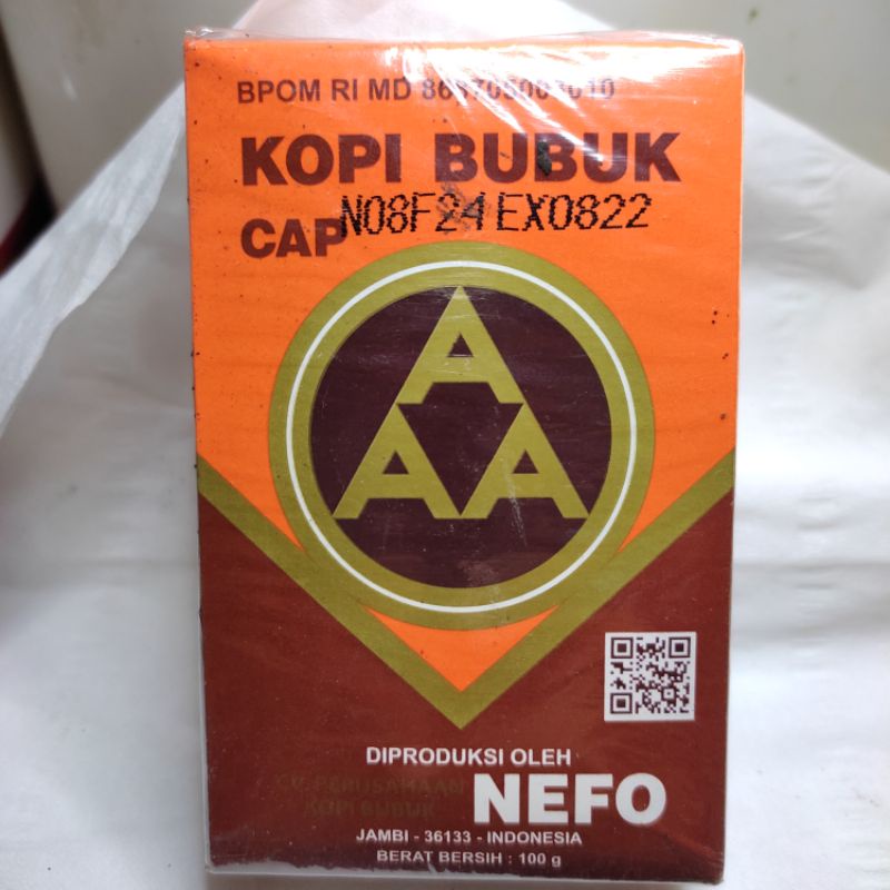 

Kopi Hitam Bubuk Cap AAA Asli Jambi 100% Kopi Asli Kemasan Kotak 100g