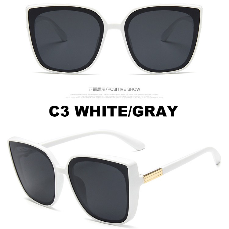 （YUZHU）COD Square Sunglasses Wanita kebesaran gaya ulzzang Desain Cat Eye Eyewear Perlindungan UV