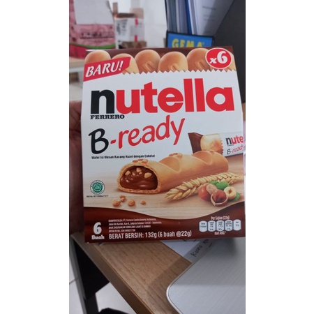 TERMURAH NUTELLA B READY Biskuit Isi Nutella 132gr isi 6pcs @22gr Original Halal Cangkang Renyah Isi