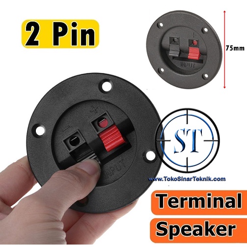 BA-137C Terminal Speaker Bentuk Bulat Plastik PVC Connector With Soket 2 Way Jepit Capit 75mm Audio Home Theater