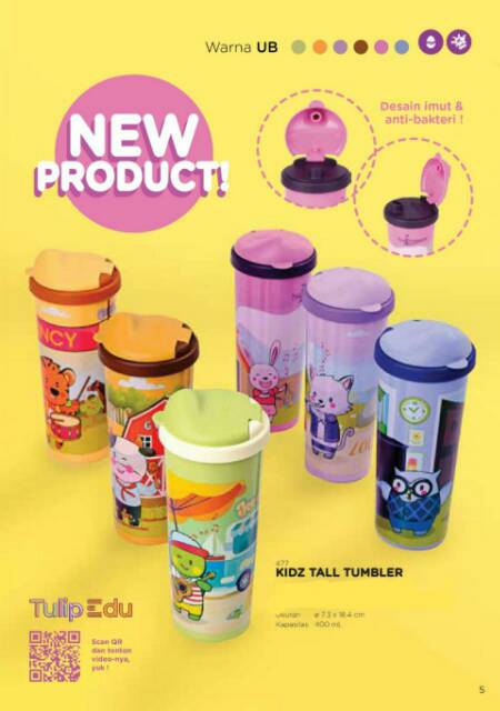 PROMO Kidz Tall Tumbler Tulipware Botol Minum Karakter Kartun Unik Untuk Anak Plastik Anti Bakteri