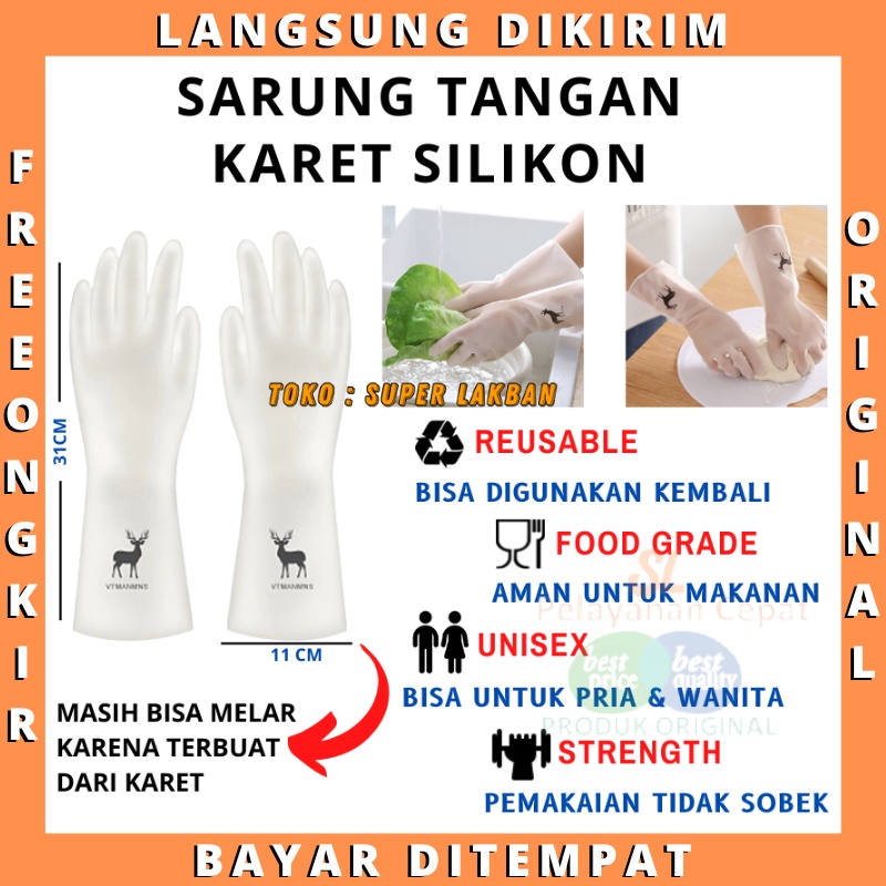 Sarung Tangan Karet latex Tebal Silikon Sarung tangan Dapur Per Pasang