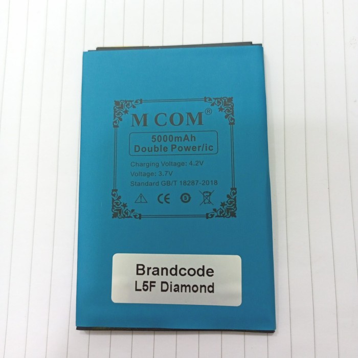 baterai batre battery Mcom Double power 5000mah brandcode L5F diamond