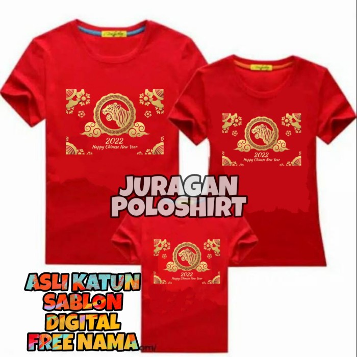 KAOS IMLEK 2022 TIGER-KAOS IMLEK FAMILY-KAOS UNISEX PRIA/WANITA-JRG51 - kaos distro imlek 2022