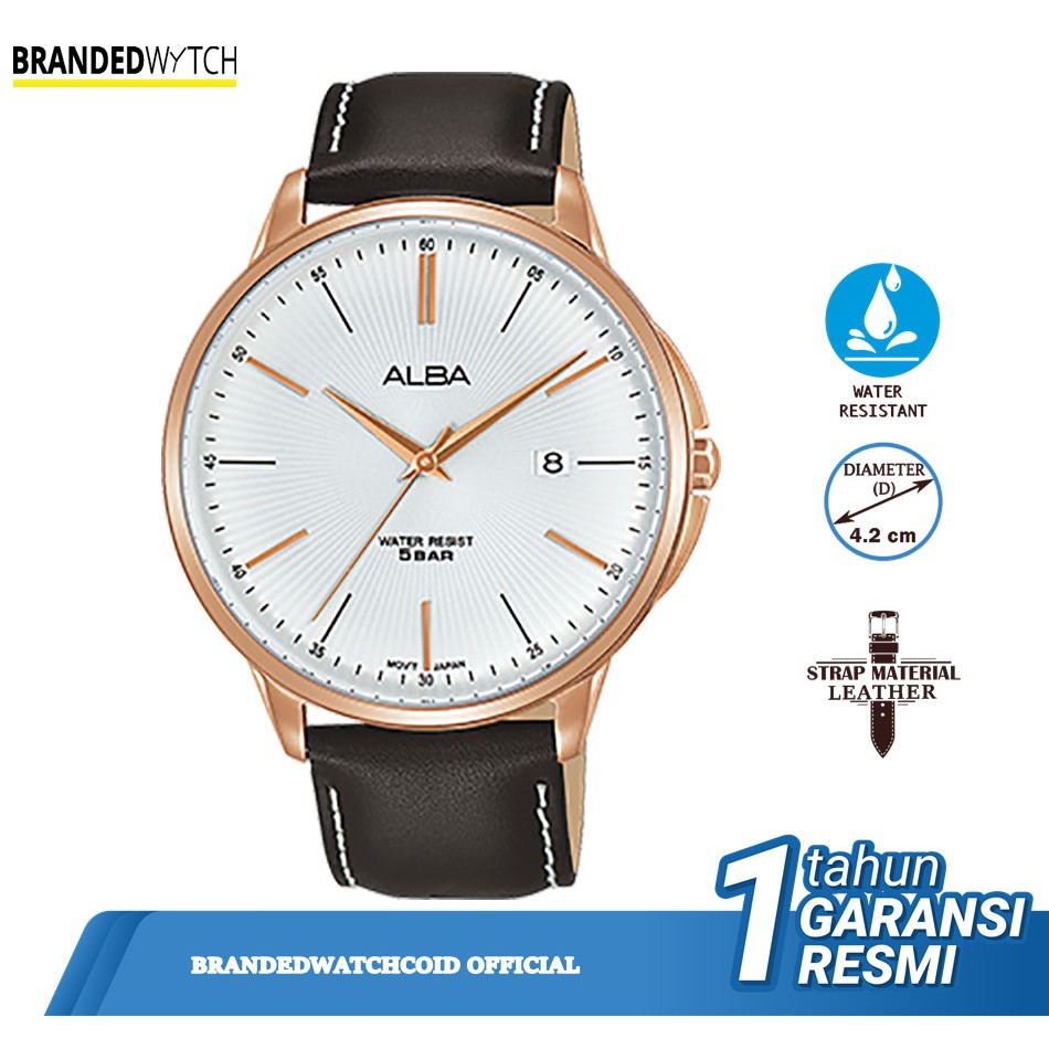 Jam Tangan Alba Pria AS9G36X1 Brown Rosegold Leather Strap ORIGINAL/Jam Tangan Pria Alba AS9G36