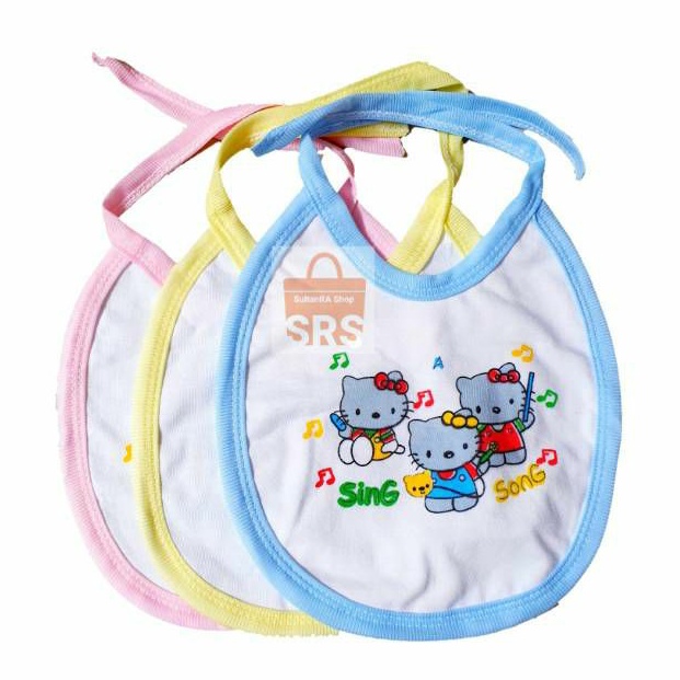 (3 Pcs) Celemek Piyo Cotton Sing Song | Tatak Iler | Slabber E77 Cotton | Selaber Bayi SING SONG