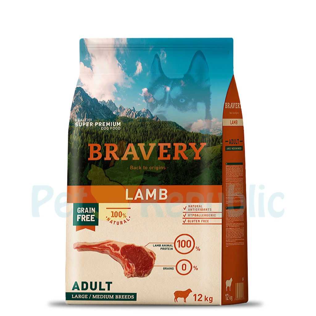 

BRAVERY Makanan Anjing Medium Adult Dog LAMB 12kg
