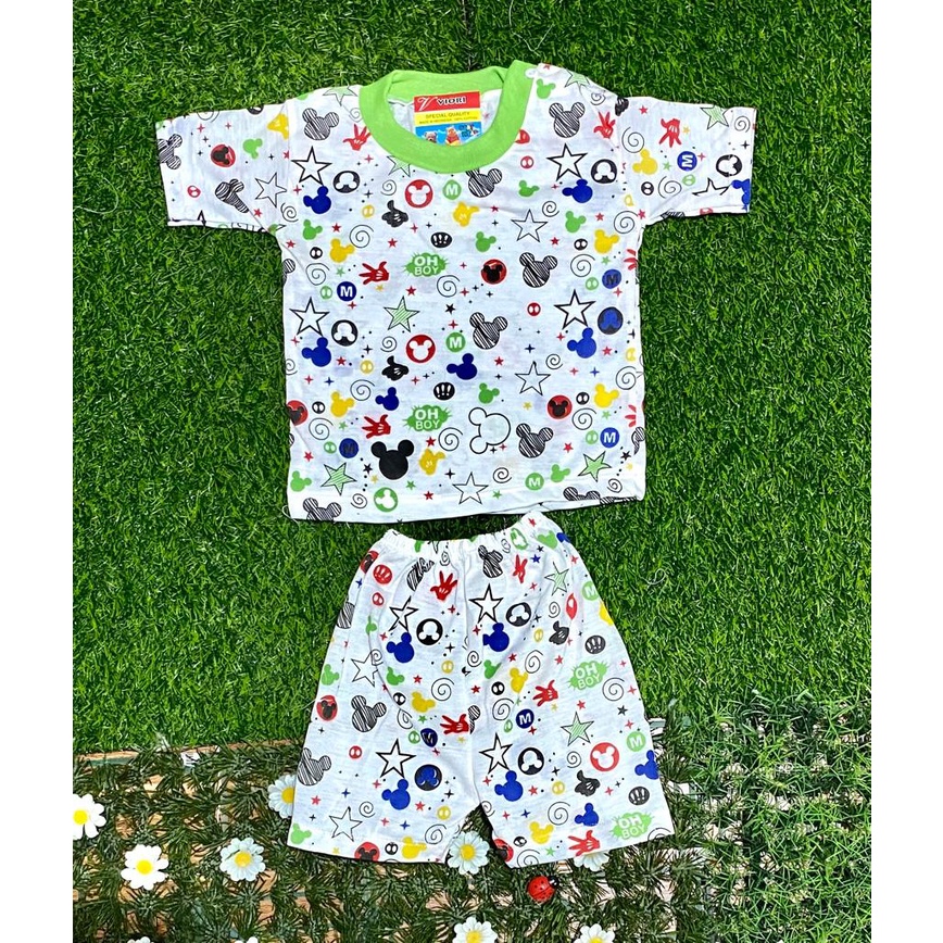 baju anak lucu murah motif mickey oh boy setelan pendek 3-18bulan (RG087)