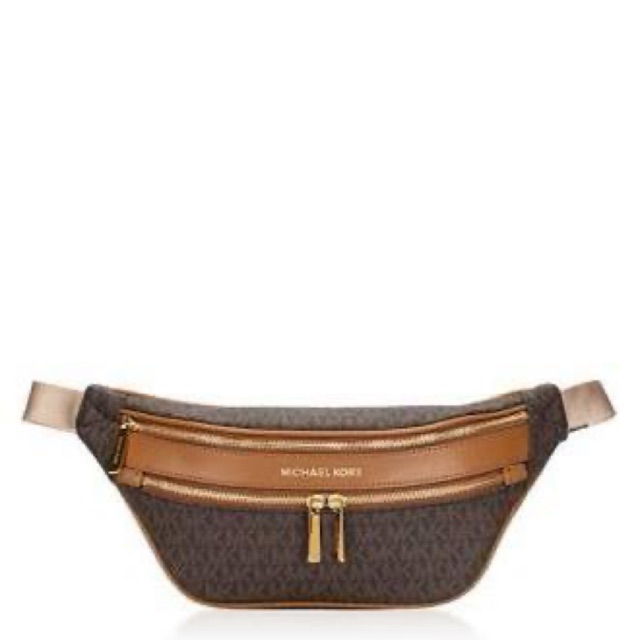 Tas Michael Kors MK Kenly Medium Waist Pack Sign Brown dan Sign Vanilla Acorn New Orignal