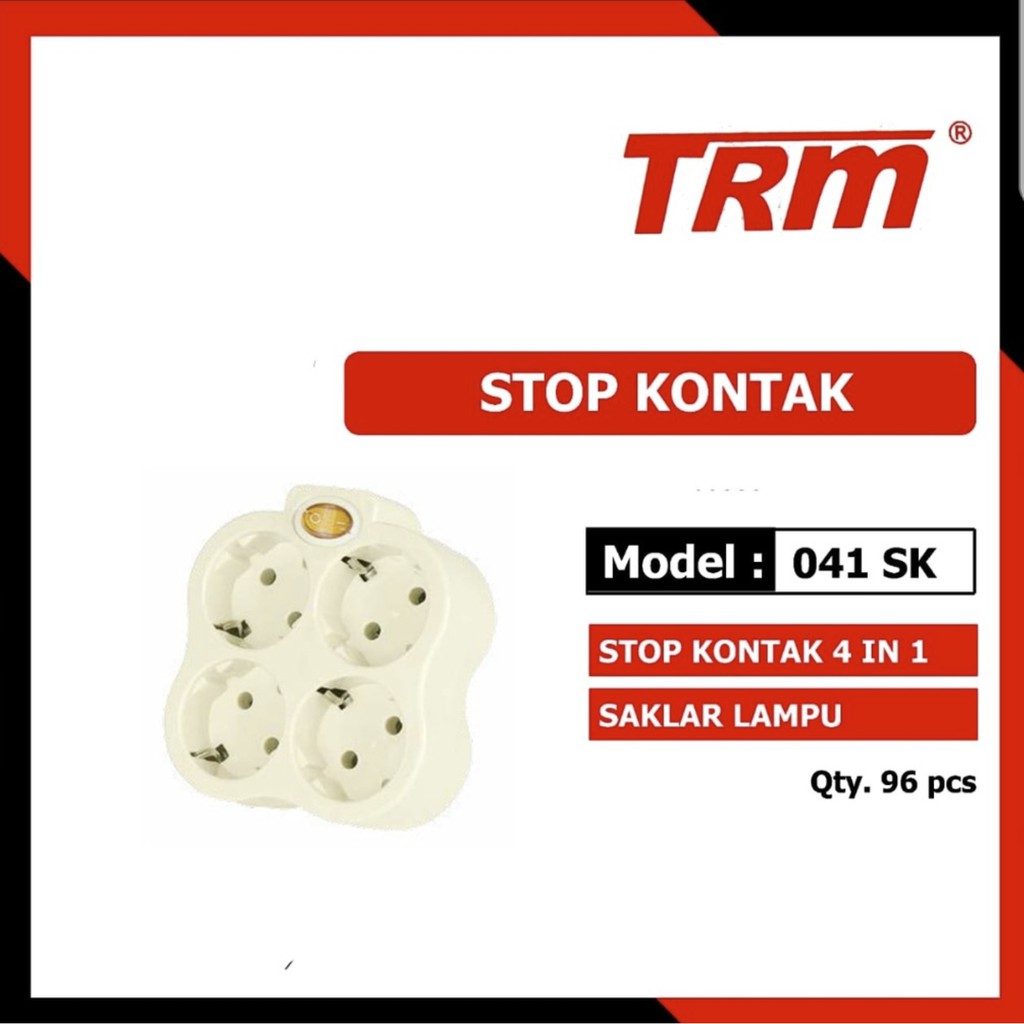 @6 Pcs (1 Kotak) TRM 041SK Stop Kontak Arde 4in1 Saklar Lampu SNI / Colokan Listrik 4 In 1