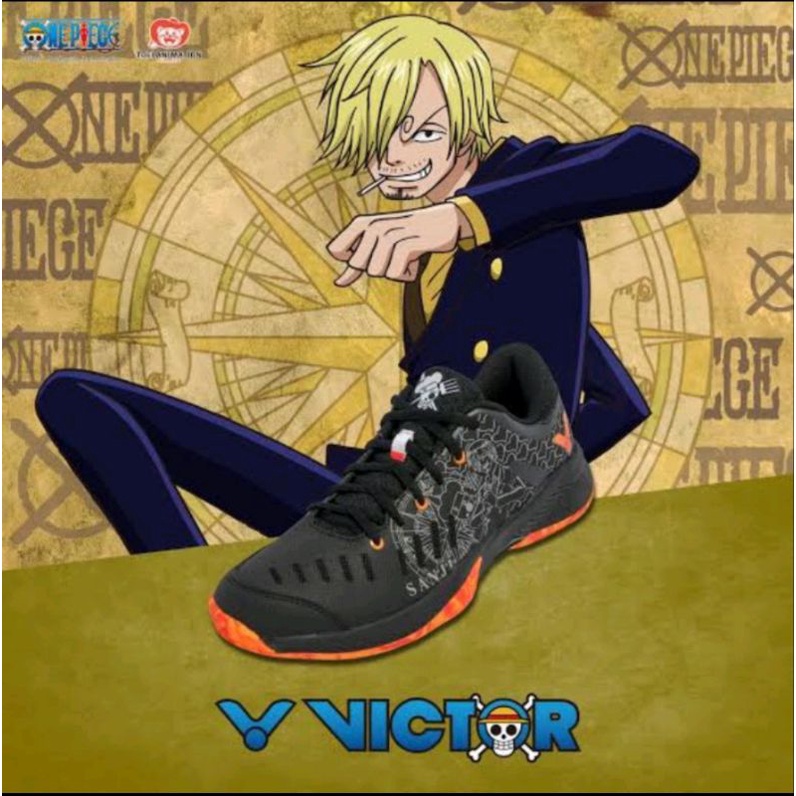 SEPATU BADMINTON VICTOR ONE PIECE SANJI BLACK LIMITED EDITION ORIGINAL
