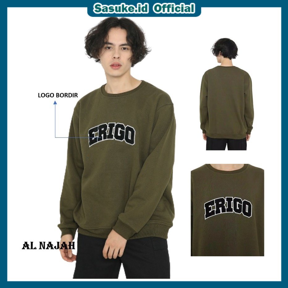 Sasuke.id!!  Sweater Pria Bordir Crewneck Pria Bahan Lembut Krenn / Erigo Crewneck Pria Basick Simple