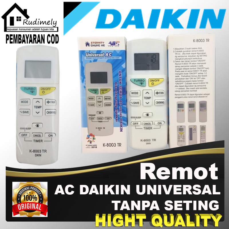 Remote Ac D4IKIN  TANPA SETTINGTYPE  k-8003tr-GROSIR-ECER