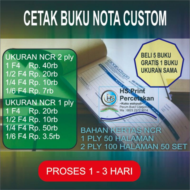 

(cod) cetak nota/karcis murah