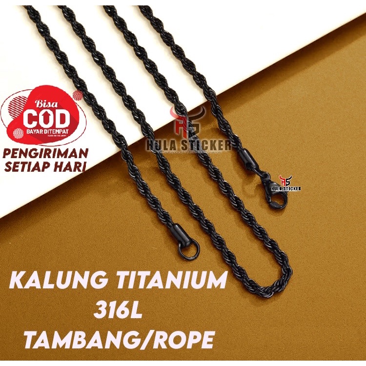 Rantai MCI - Rantai Kalung Titanium 316L Premium Anti Karat [ KALUNG HITAM 40cm - 75cm]