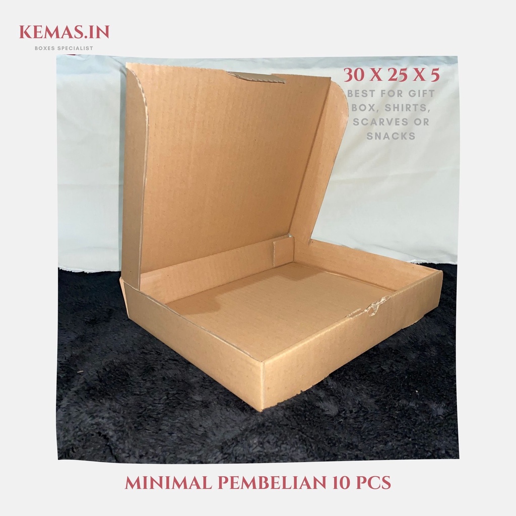 

Kardus Die Cut 30x25x5 - Karton Box Dus Packaging Hampers Pizza Brownies Baju Tas Kue Roti Murah