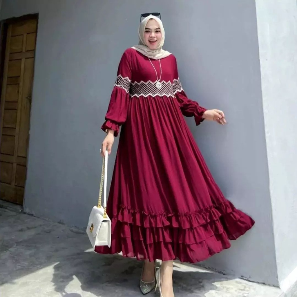 FUJITA DRESS BP CERUTY BABYDOLL APLIKASI RENDA LD 110 XL  BAJU DRES  TERBARU SIMPLE KEKINIAN DAN ELEGAN BAJU DRES MURAH DAN KEKINIAN 2022