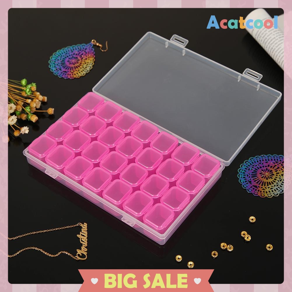 28 Grids Jewelry Box Diamond Embroidery Crystal Bead Organizer Storage Case