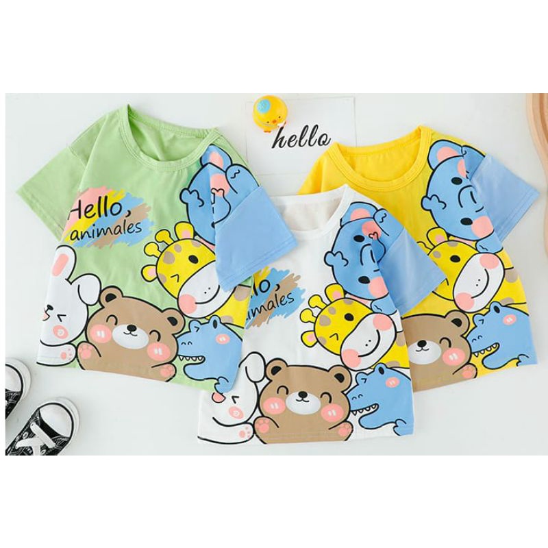 Hello Animales Set / Baju Setelan Anak - Anak / Baju Setelan Import