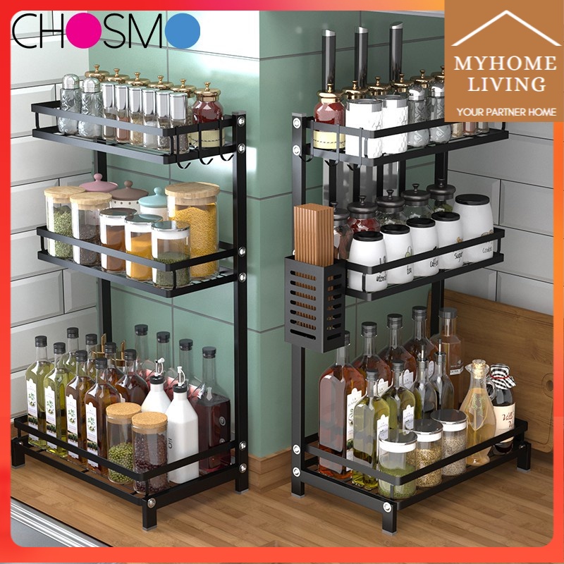 NETEL Rak bumbu Rak Pisau Rak penyimpanan dapur Stainless Steel