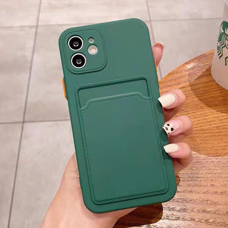 Soft Case TPU Dengan Holder Kartu Untuk iPhone 12 11 Pro Max Mini X XS Max XR SE2 7 8 Plus