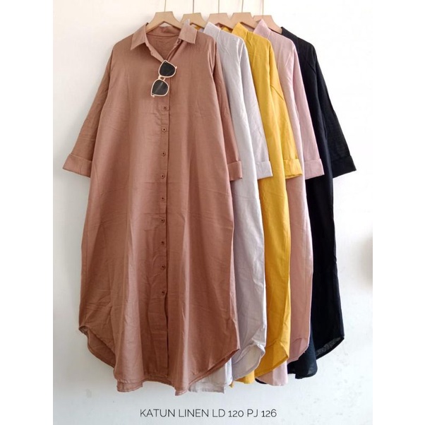 long Tunik katun linen import/fashion wanita modern