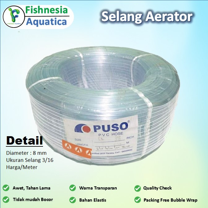 Selang Aquarium Aerator/Selang Bening/Selang Aerator PUSO 3/16 1 Meter