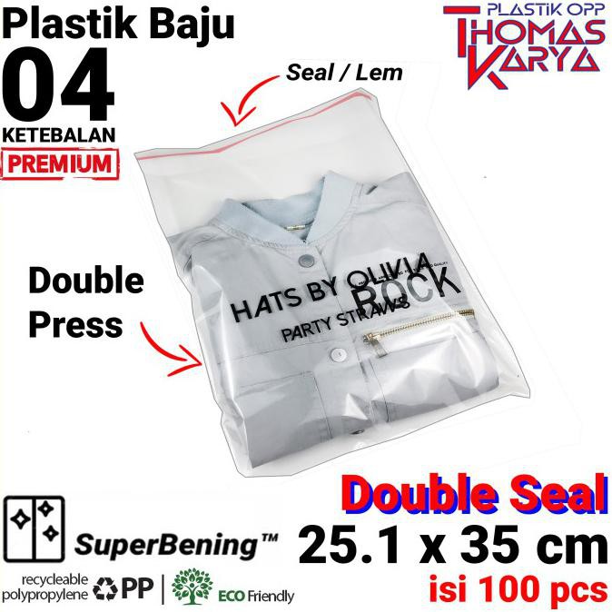 

Open Ds] 25.1X35 Cm Plastik Opp Tebal (Lem) Double Seal |Plastik Baju Kaos Seal