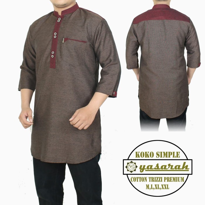 Bego Tcq Cardinal Kemeja Koko Casual Baju Muslim Pria Pakaian Cow CC182 Kurta Jumbo Ukuran Besar B