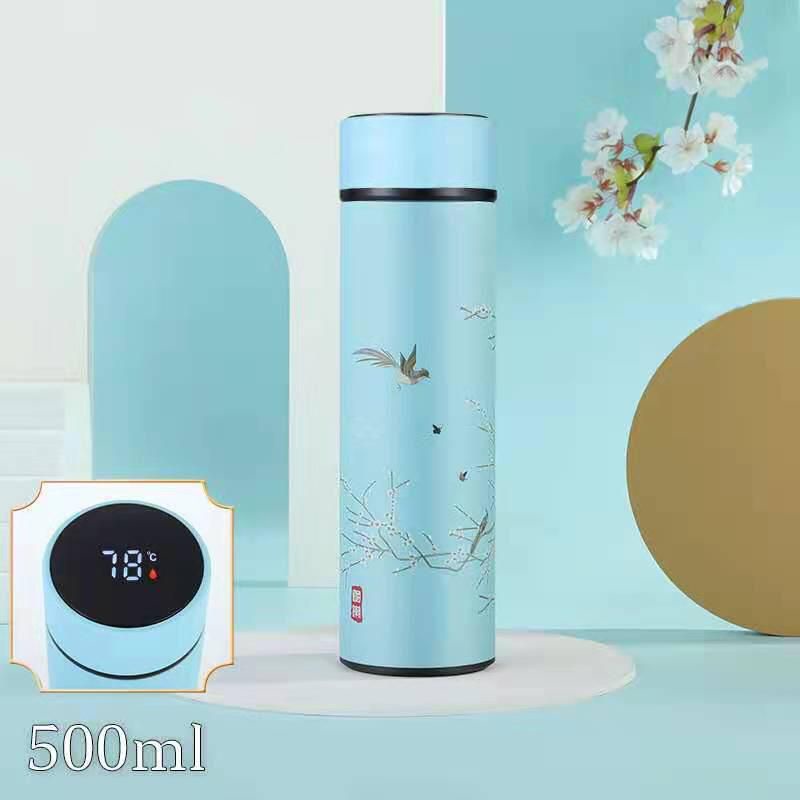 Tumbler Suhu LED Motif Termos Botol Minum Temperatur 500ml Stainless