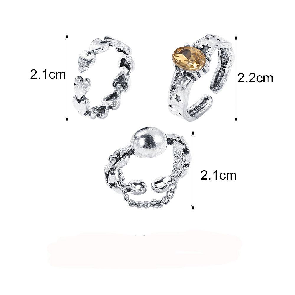 Agustinina Open Ring Set Korea Geometris Hip Hop Hati Wanita Berlian Imitasi Bersama Cincin Alloy Unisex Perhiasan Hadiah