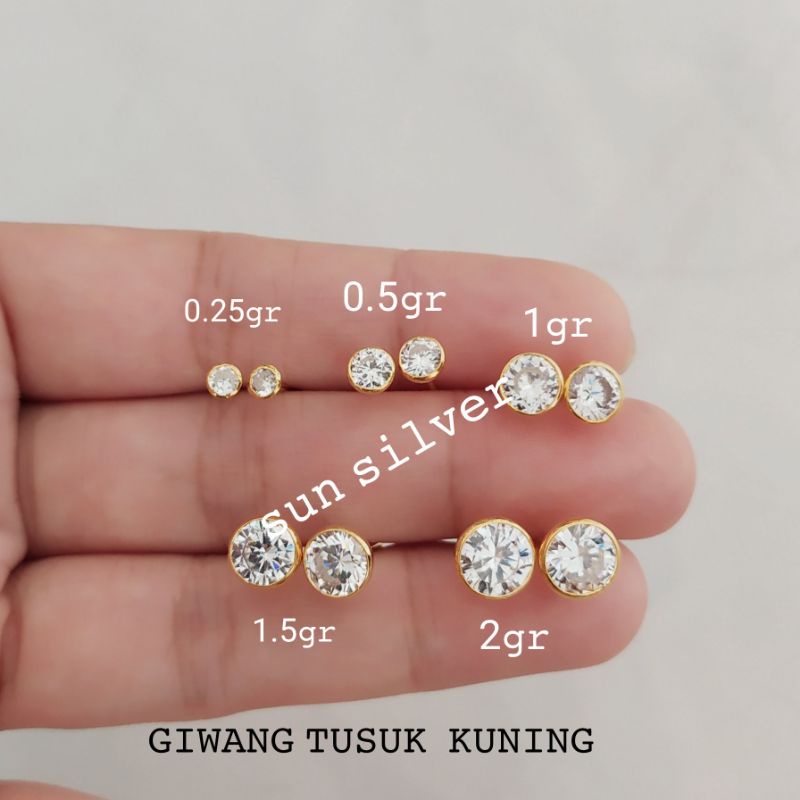 giwang tusuk mata burung kuning perak asli 925