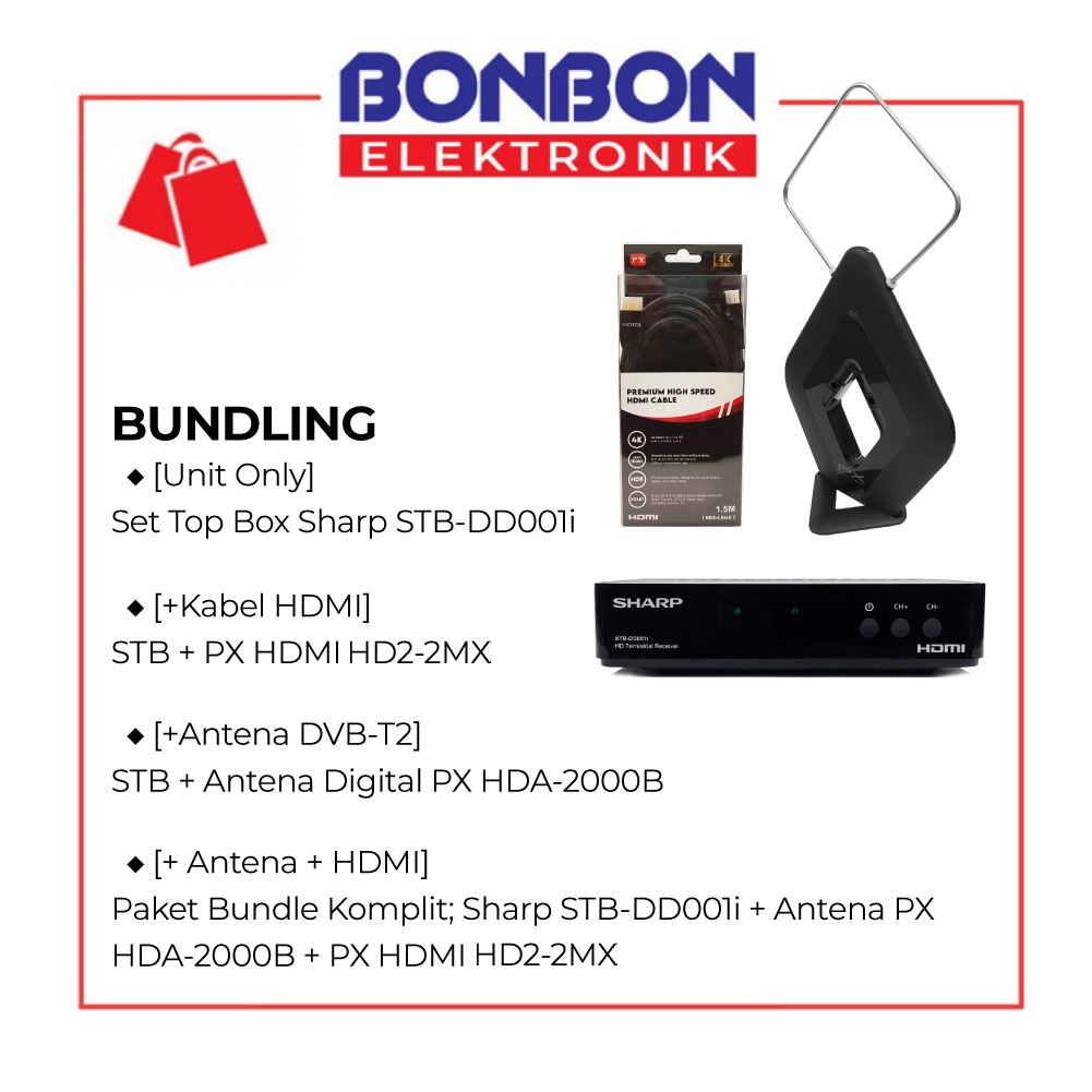 Bundling Sharp Set Top Box STB-DD001i + Antena Digital PX HDA-2000B