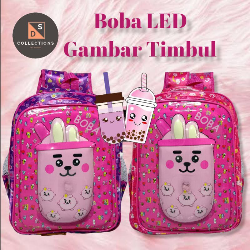 RANSEL ANAK SEKOLAH KARAKTER BOBA TAS SEKOLAH ANAK 3D LAMPU LED BOBA