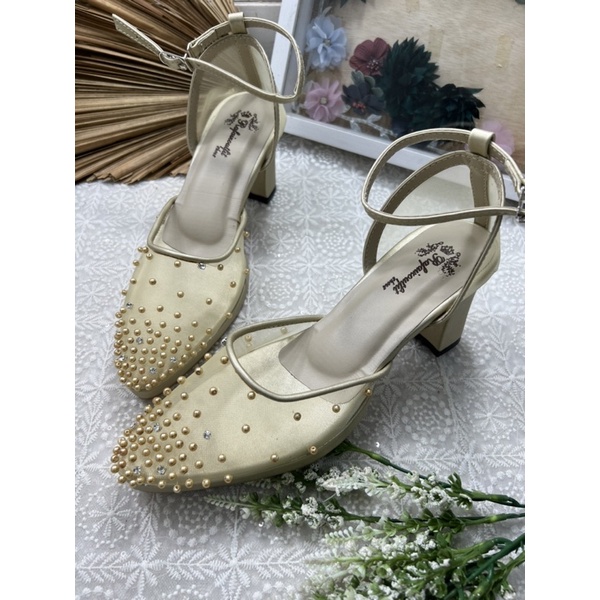 sepatu wanita Rafaizoutfit Aqila gold tinggi 7cm tahu