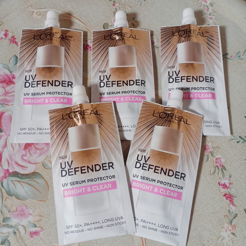 Loreal Paris Sunscreen UV Defender Serum Protector Bright & Clear (SACHET 5,5ML) SPF50
