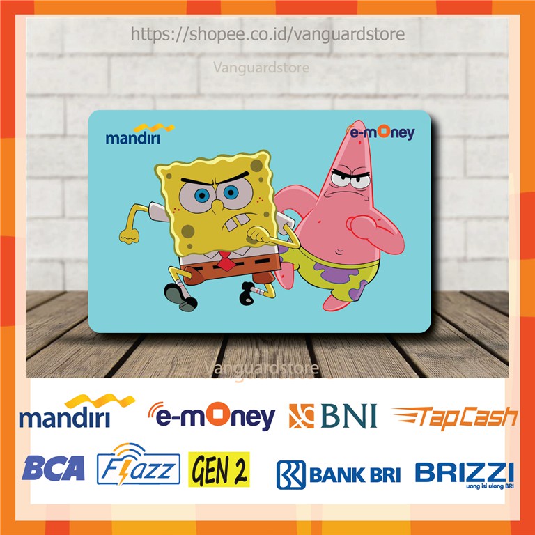 KARTU E MONEY E TOLL SPONGEBOB &amp; PATRICK KARTUN MOVIE 5 EMONEY MANDIRI FLAZZ BCA BNI TAPCASH BRIZZI