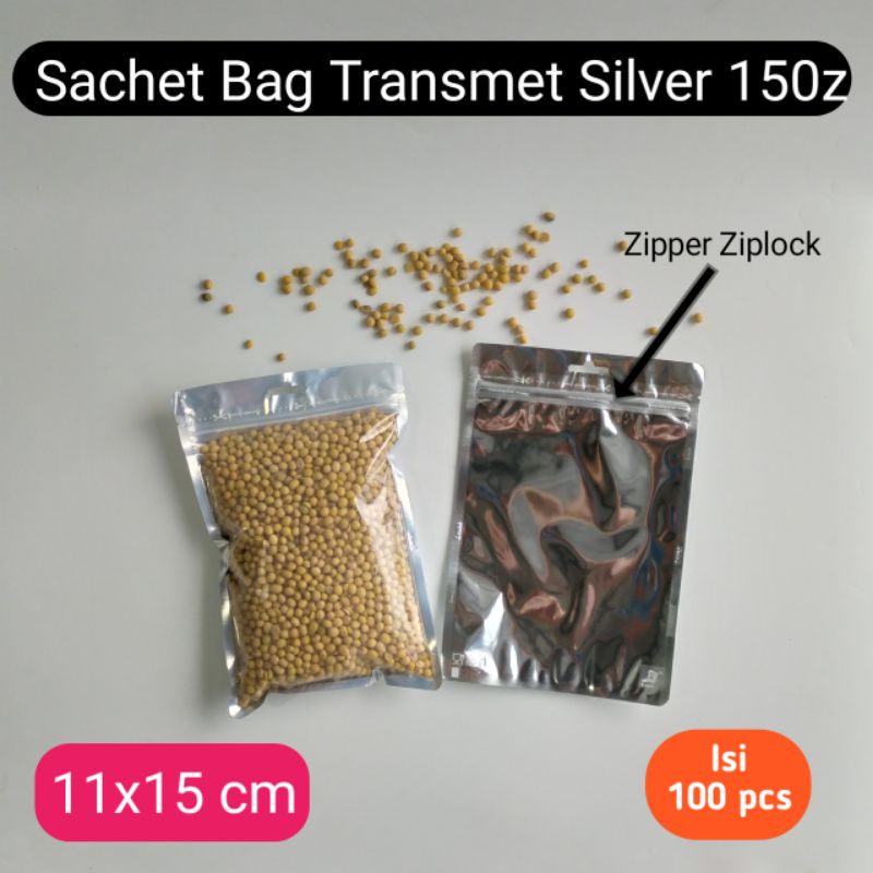 ISI 100 SACHET SILVER KOMBINASI 150 GR KPACK ALUMINIUM FOIL ZIPLOCK